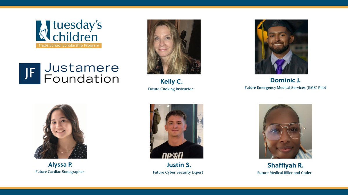 TuesPromiseOrg's tweet photo. Meet the first recipients of Tuesday’s Children’s 2025 Trade School Scholarships, made possible through the support of the Justamere Foundation. A total of $27,000 was awarded to help individuals in our community pursue meaningful career paths and move toward their goals. https://t.co/d7fZrfnhIw