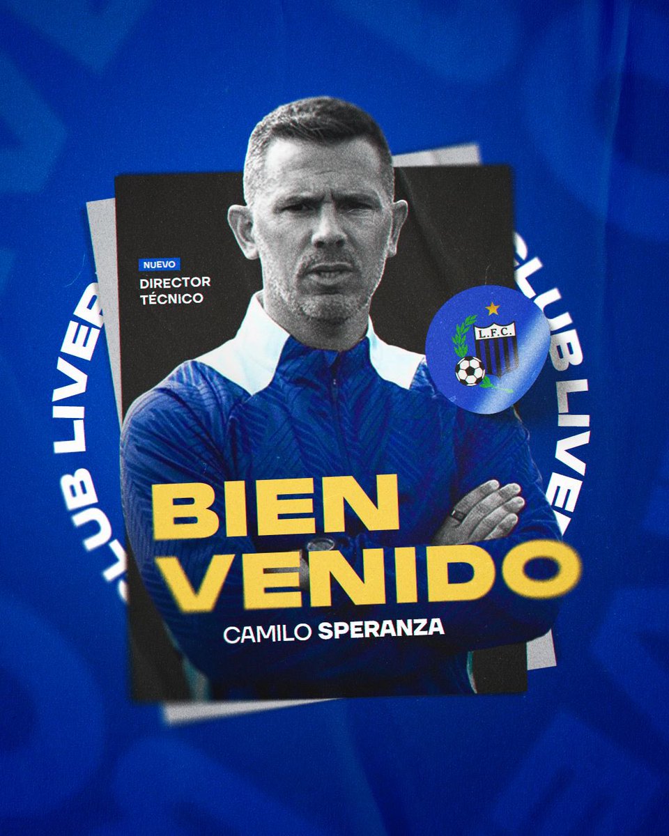 LiverpoolFC1915's tweet image. 👋 ¡𝗕𝗜𝗘𝗡𝗩𝗘𝗡𝗜𝗗𝗢, 𝗖𝗔𝗠𝗜𝗟𝗢ⵑ

Camilo Speranza es el nuevo entrenador de Liverpool Fútbol Club. 

Se suma al CT institucional junto a Hernán Figueredo y Pedro Mendonça como Ayudantes y Alex Farto como Preparador Físico.
