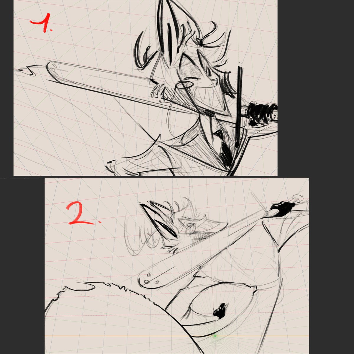 Hey, I can't decide which composition would be better. Help lol

#HazbinHotel #HazbinHotelAlastor #WIP