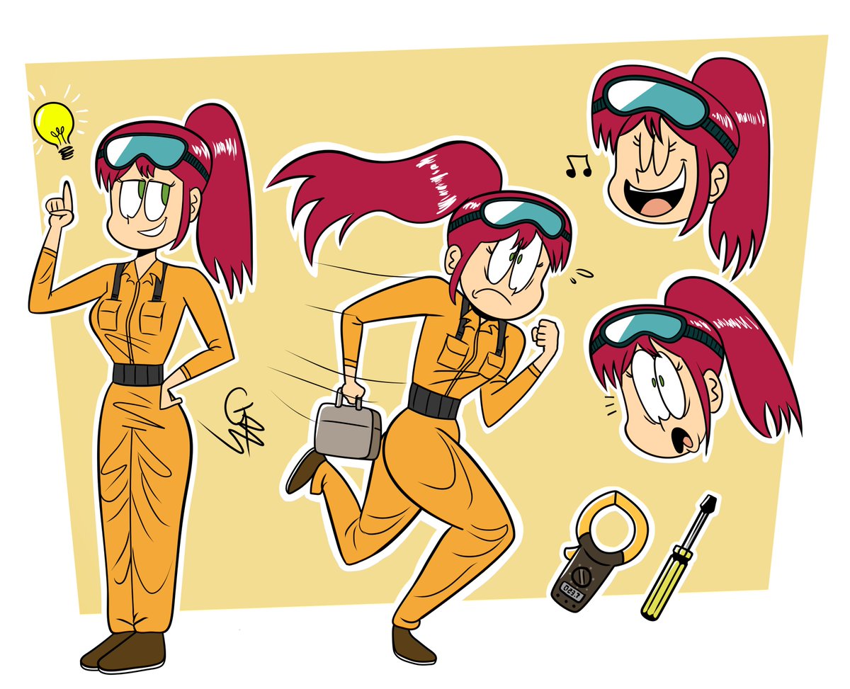 Un diseño de personaje que hice a pedido para una electricista (anónima) 🪛

#art #dibujodigital #Commission