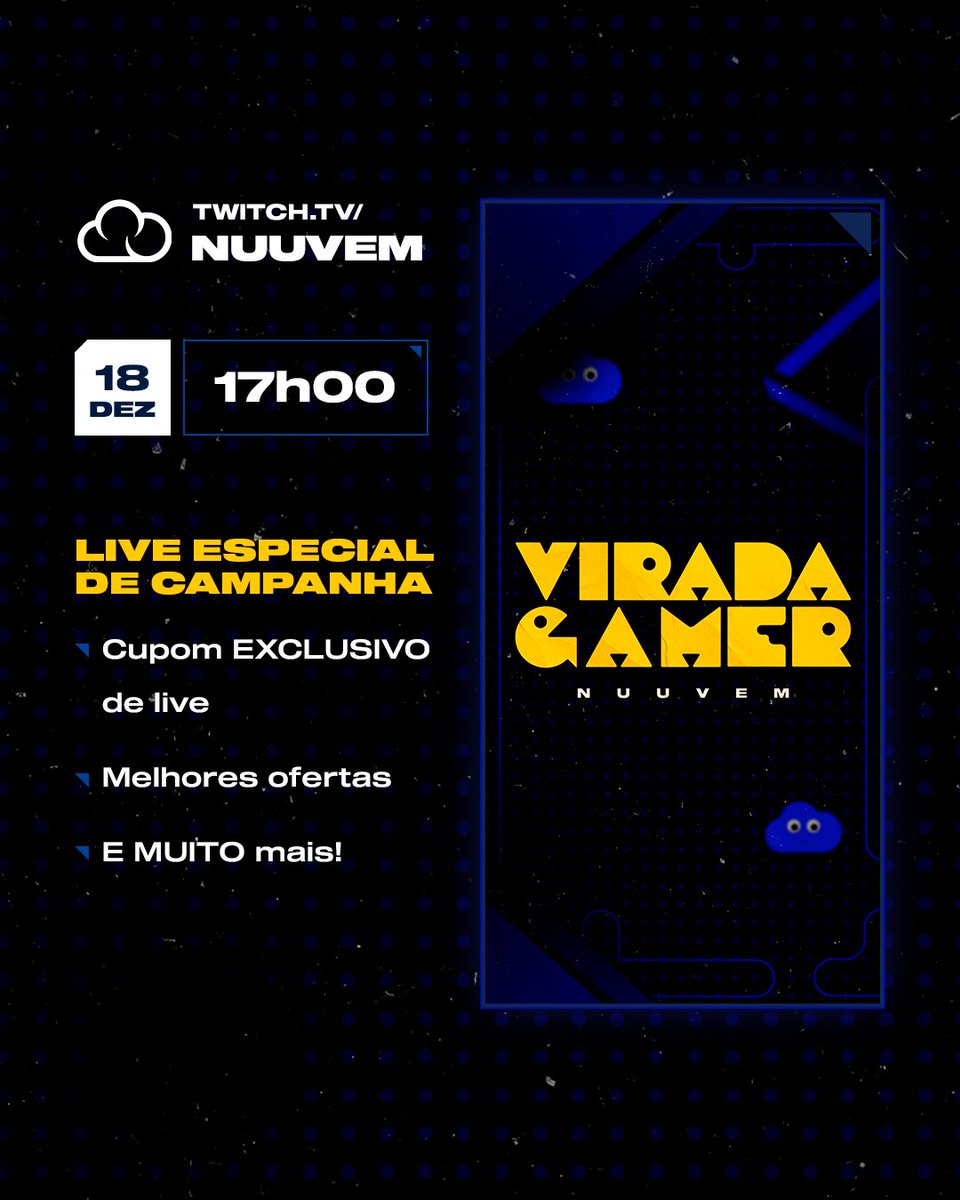 AMANHÃ às 17h vai rolar LIVE DA CAMPANHA DE VIRADA GAMER 🎥🎆

A Live contará com:
⭐ Cupom EXCLUSIVO de live
⭐ As MELHORES OFERTAS!
⭐ E muito mais!

Já deixa o alerta no seu calendário 👉 18/12 (AMANHÃ) às 17h lá na TWITCH!

🔜 Te vejo lá!