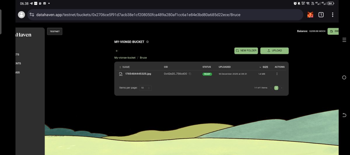Vionse2's tweet image. Just uploaded my first file “Bruce” on the DataHaven Testnet 🚀
Smooth experience seeing decentralized storage in action for the first time.
@DataHaven_xyz #Testnet #FirstUpload
0x42e2067b45eea55cf1a71bba4669fd9ae7eb7cc5ed671d19bf466e657756cd00