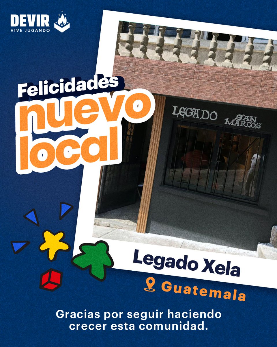 DevirAmericas's tweet photo. ¡La familia crece y los dados no dejan de rodar! 🇬🇹🎲✨

Queremos felicitar de todo corazón a nuestros amigos de @legado_xela por la inauguración de su nueva sucursal de San Marcos. 🇬🇹🫶

#DevirAmericas #LegadoXela #JuegosDeMesa #Guatemala #ViveJugando #BoardGames https://t.co/rA0Qpl4VPy