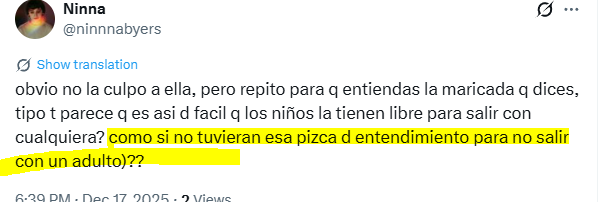 nepramai's tweet photo. @ninnnabyers @canichebadface hablando así d una menor absada no quedas mejor, das asco https://t.co/7Q33orIRe1