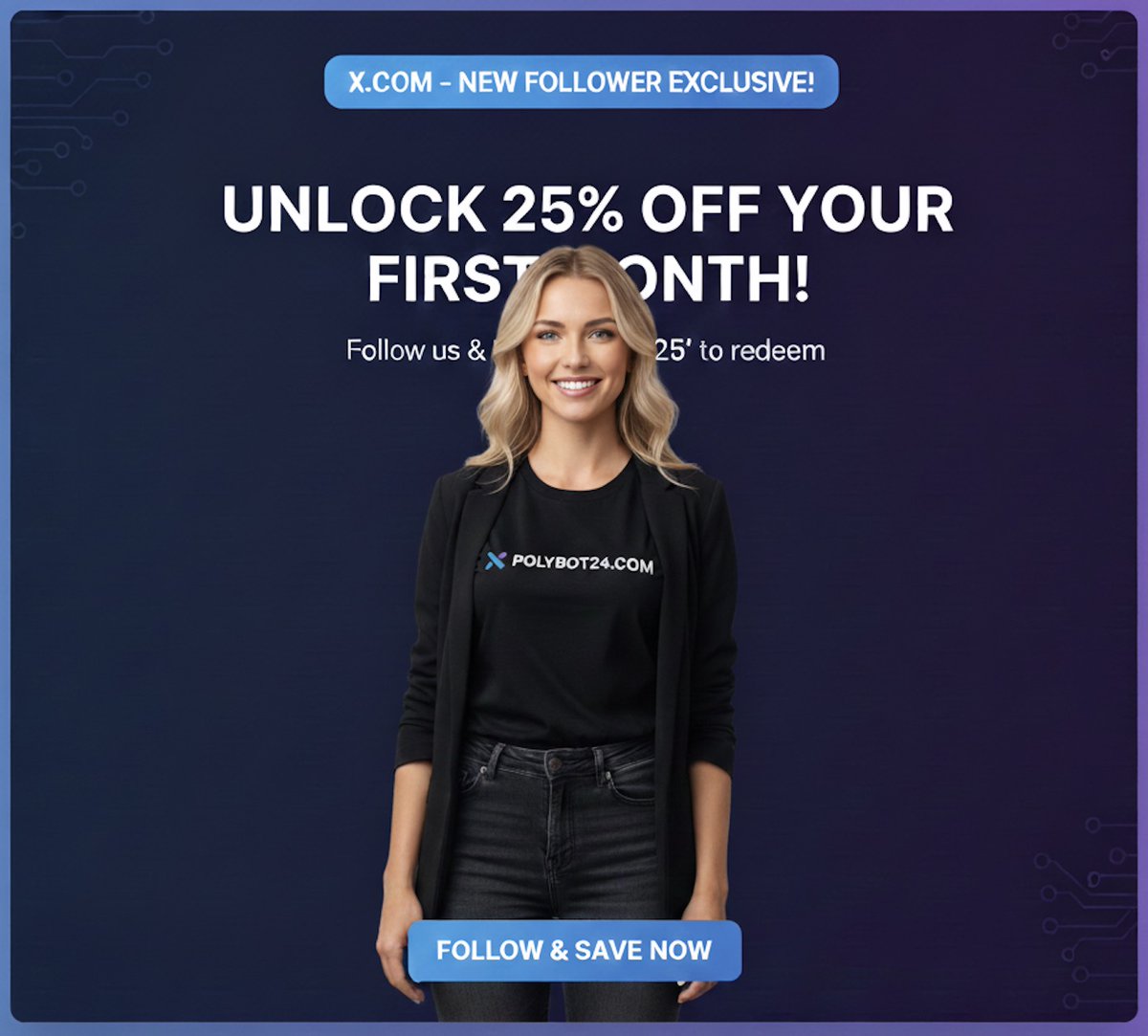 polybot24's tweet image. 🚀 25% OFF Any Plan For new followers only!
✅ Follow us &amp;amp; 💬 DM to activate