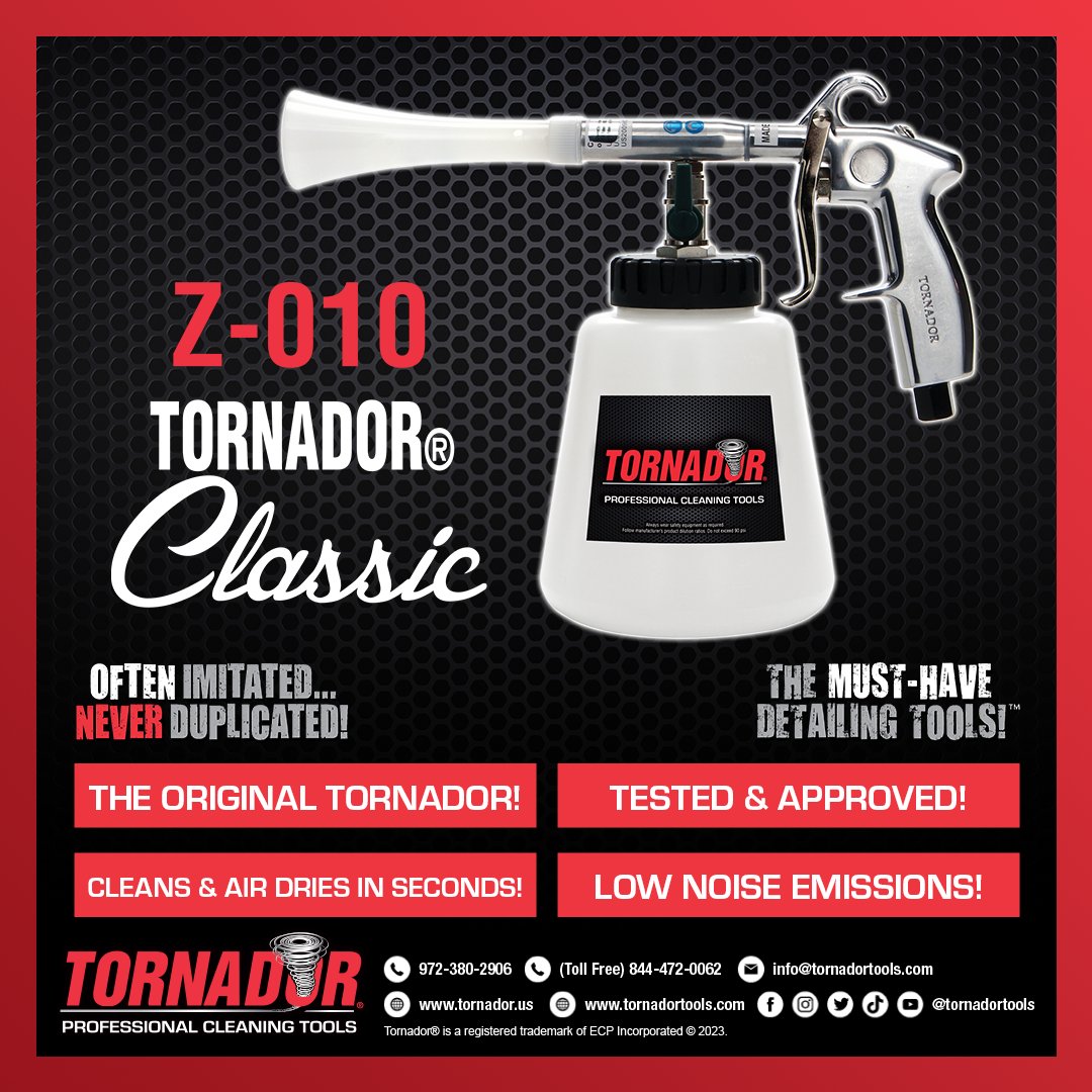 tornadortools's tweet image. Clean interior &amp;amp; exterior surfaces with Tornado air action! The Z-010 Tornador Classic cleans and air dries in seconds by blasting cleaning solution into crevices you can't reach by hand! #tornador #detailing #detailingcars #autodetailing #mobiledetailing #carwash #clean #dirty