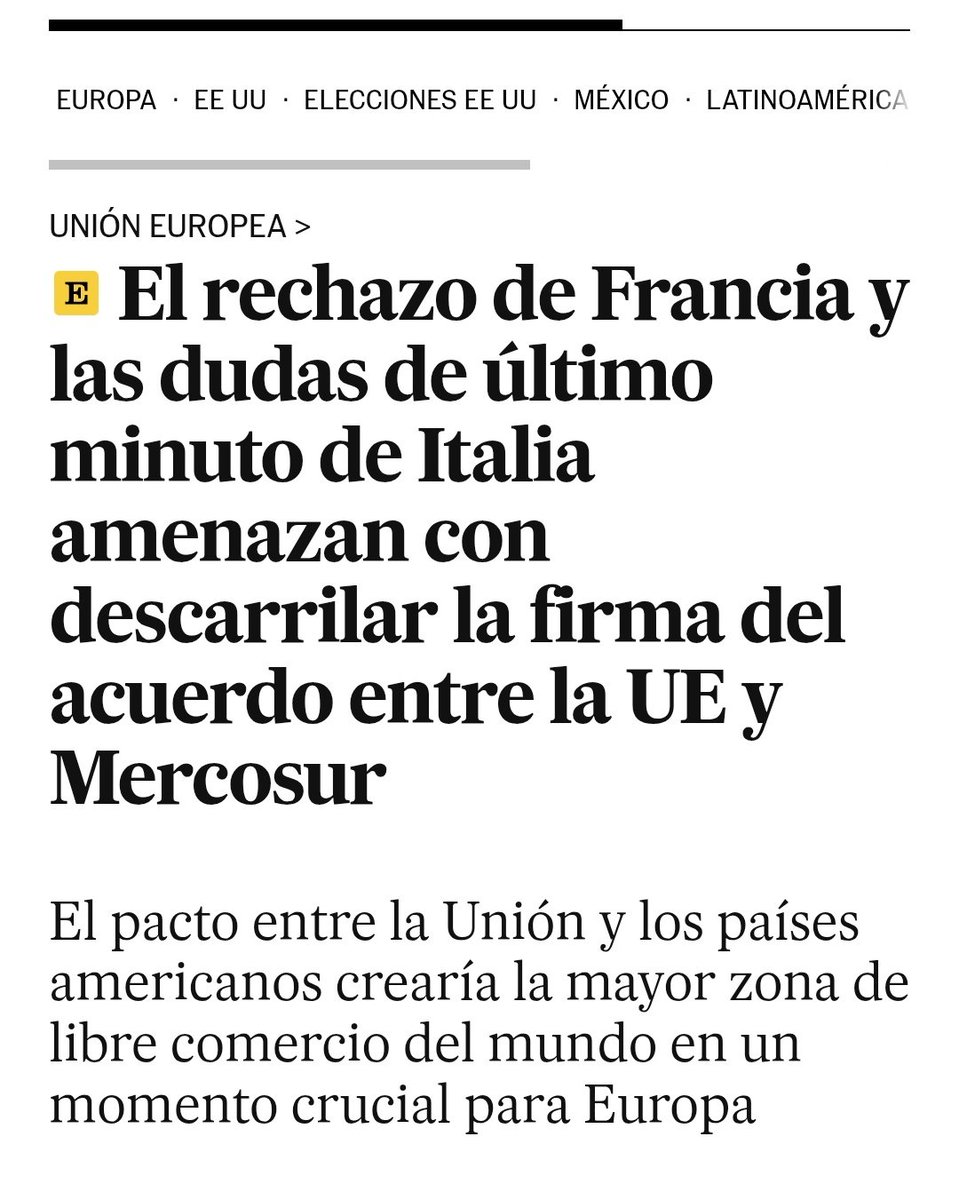crismartinj's tweet image. A los agricultores europeos se les exige producir menos, más caro y bajo control permanente. A terceros países se les compra sin esas reglas. El acuerdo con Mercosur convierte esa incoherencia en norma. No protege al campo: lo liquida.

El resultado es dependencia exterior,…