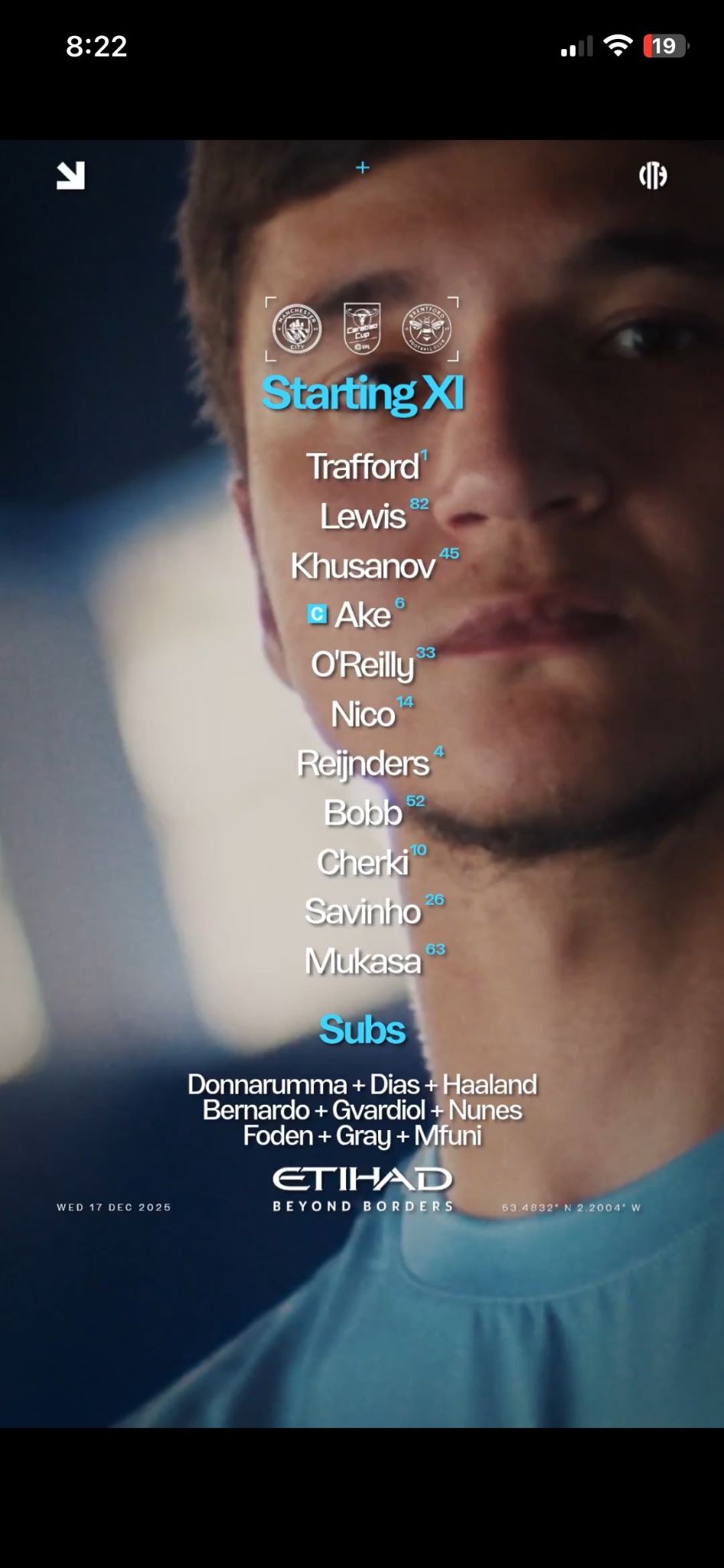 تشكيل مانشستر سيتي لمواجهة برينتفورد في ربع نهائي كأس الرابطة 