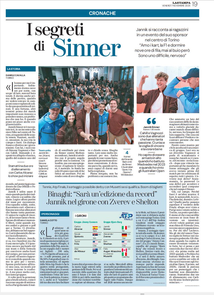Frank201410's tweet photo. Le #Finals di #Torino
9-16 novembre 2025
░S░ ░I░ ░N░ ░N░ ░E░ ░R░ ░I░ ░A░ ░D░ ░E░
@Sciandi #DanieleCavalla
@LaStampa 7/11/2025
#Jannik #Sinner #DomenicoProcacci @Fandangoeditore @FandangoLibri