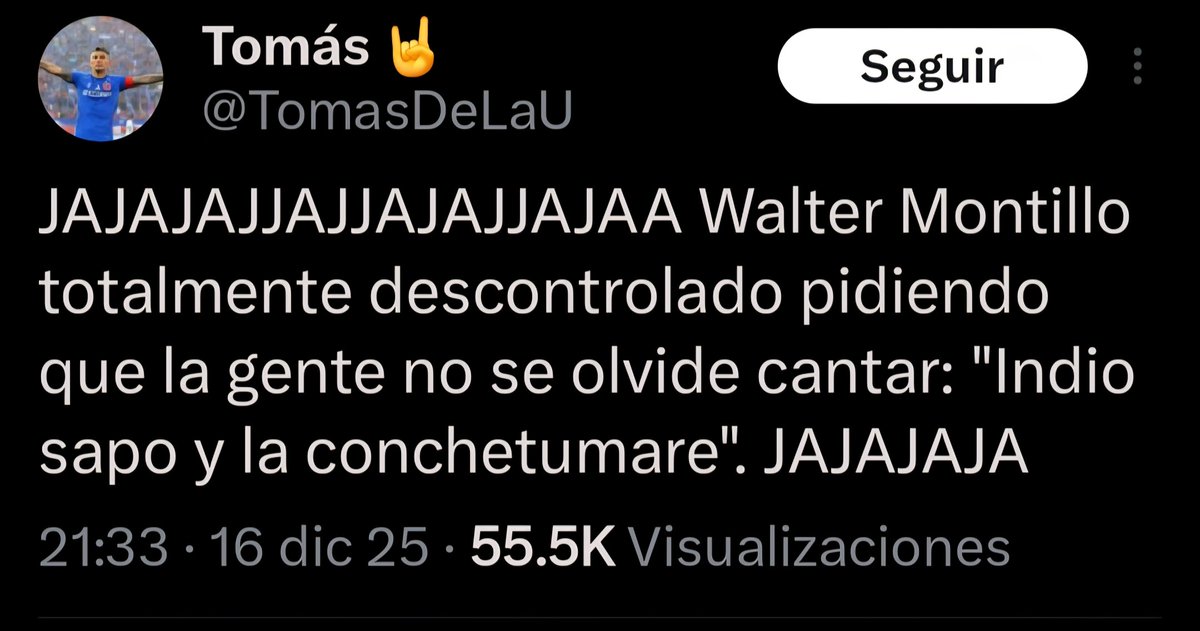 Se imaginan en la despedida del Matías Fernández le hubiésemos dedicado canticos a la u? A mí ni siquiera se me pasaría por la cabeza pero el fracasado de Montillo si. Al final sus ídolos son el reflejo de la hinchada, diminutos y acomplejados