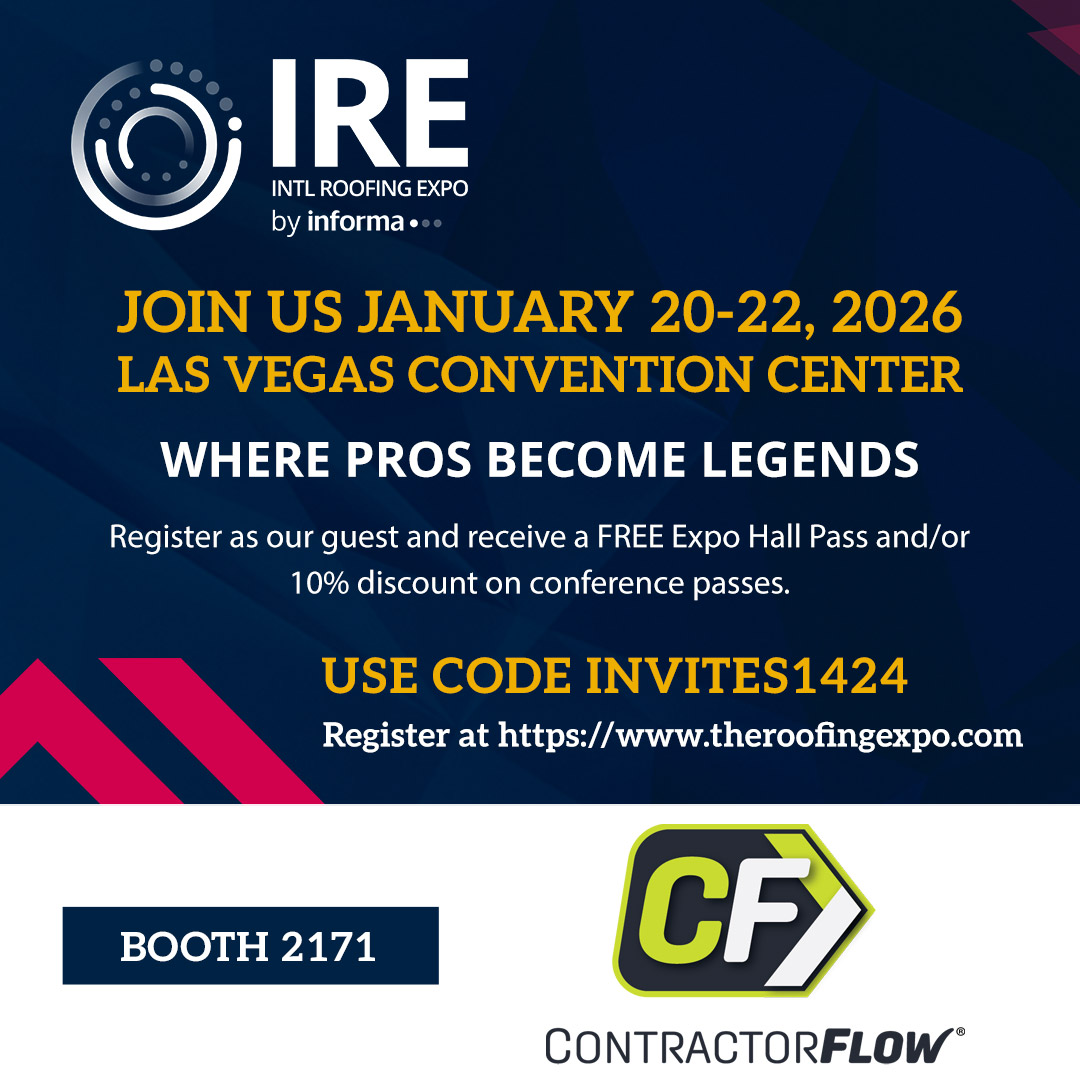 FlowContractor1's tweet image. We’re heading to the International Roofing Expo and would love to see you there!

Join ContractorFlow at booth #2171 from January 20–22 to see how contractors are streamlining their sales, follow-up, and workflows in one place.

#CRM #technology