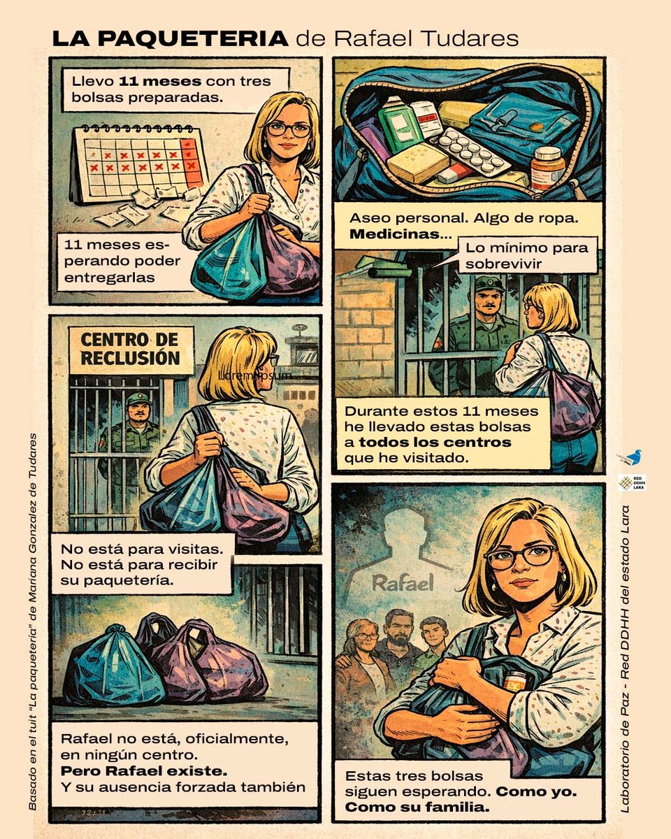 El <a href="/LabPazVe/">LabPazVe</a> explica la desaparición forzada de los presos políticos en Venezuela con el caso de Rafael Tudares, gracias al testimonio de su esposa.

Rafael es un grave caso de #Sippenhaft, sometido a un presidio injusto e injustificado, solo por ser el yerno de <a href="/EdmundoGU/">Edmundo González</a>