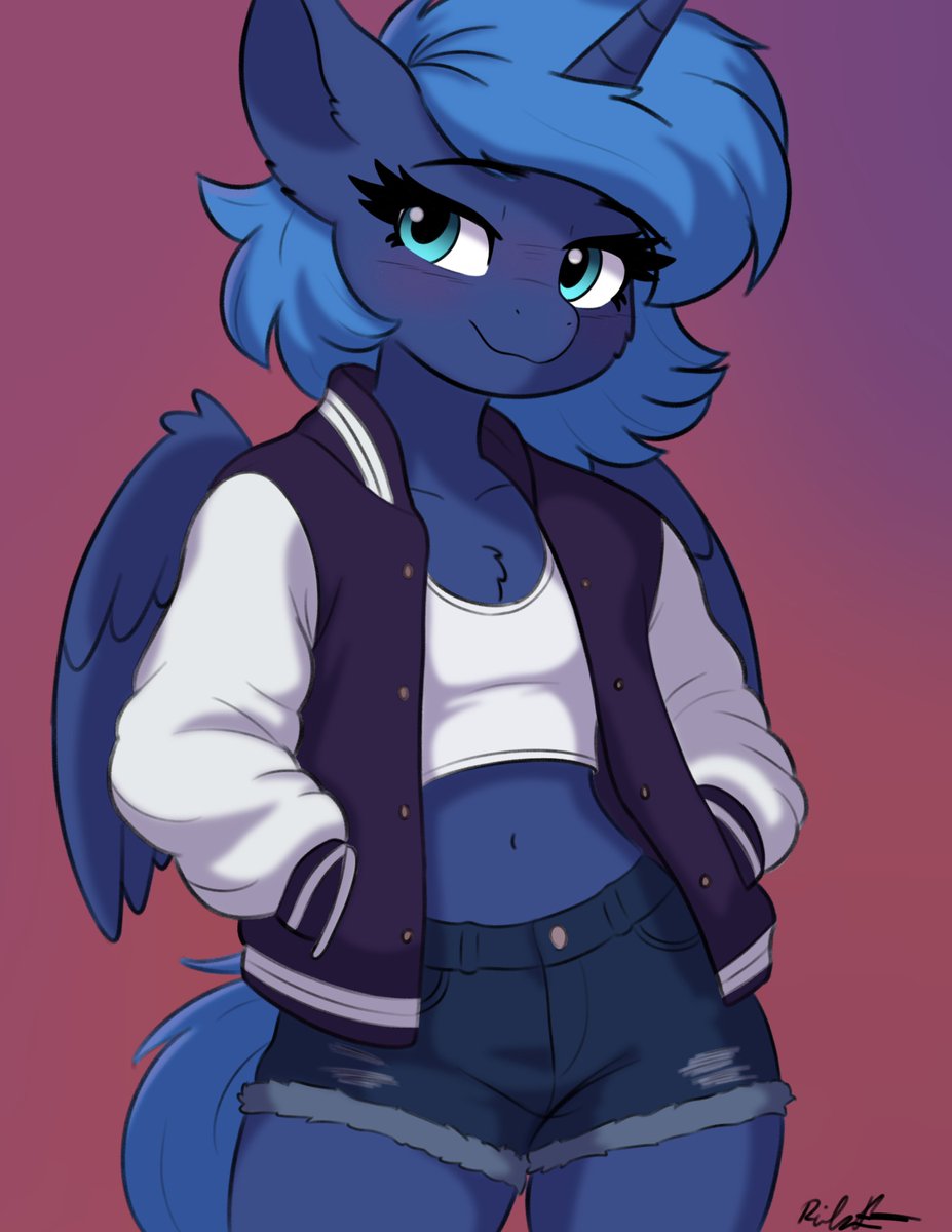 Luna is looking beautiful in her letterman-style jacket~