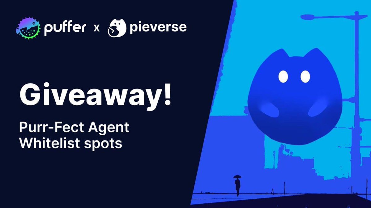 🧠🤖 AI agents are coming onchain.

We’ve partnered with <a href="/pieverse_io/">pieverse</a> to give 5 Purr-Fect Agent WL spots to the Puffer fam.

Puff-Fects are AI Agent NFTs built on multiple chains for verifiable actions, gasless payments, and autonomous interactions.

🪙Mint price: 10 USDC