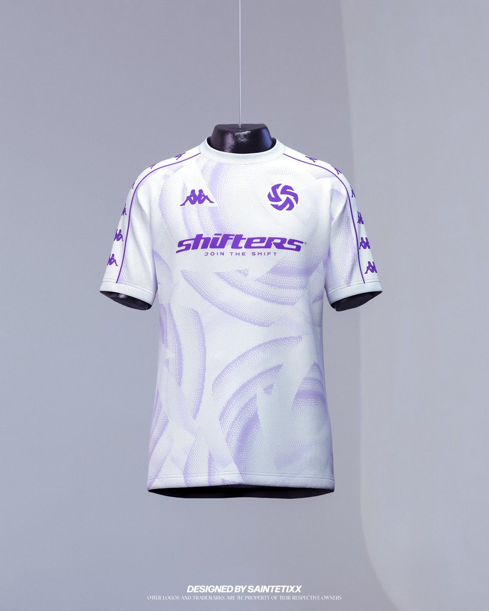 Saintetixx's tweet photo. Shifters · Second jersey concept 💜
.
Après le maillot violet hier, une petite variante en blanc ? Une pattern différente toujours à base du logo. 
@ShiftersGG 
Merci à tous ceux qui partageront 💖 https://t.co/8BPBHAKEsG