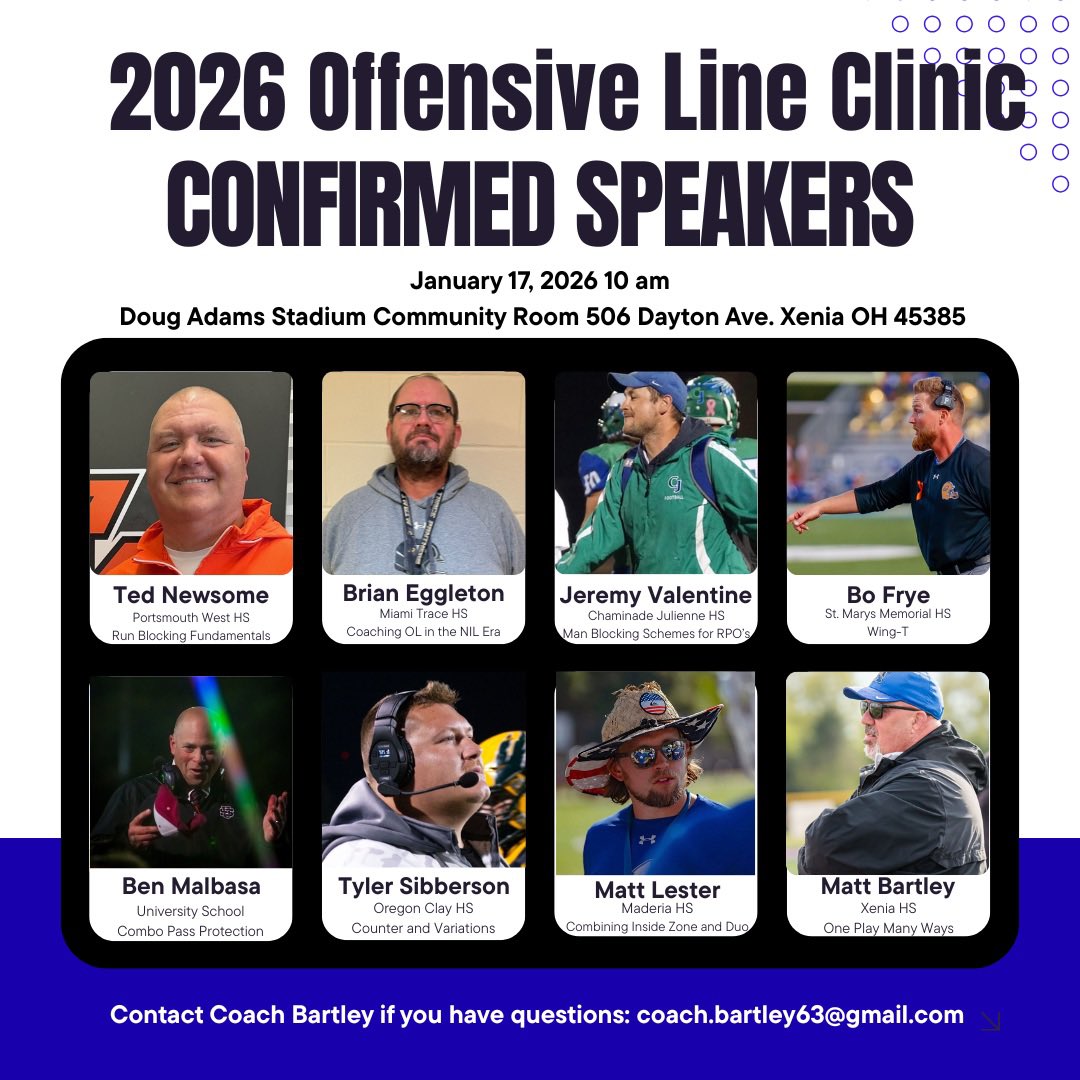coach_bartley's tweet photo. We are 1 month away from the OLine Coaches clinic. Sign up today! https://t.co/1RDwuqqRTN https://t.co/juoC9PTs2n