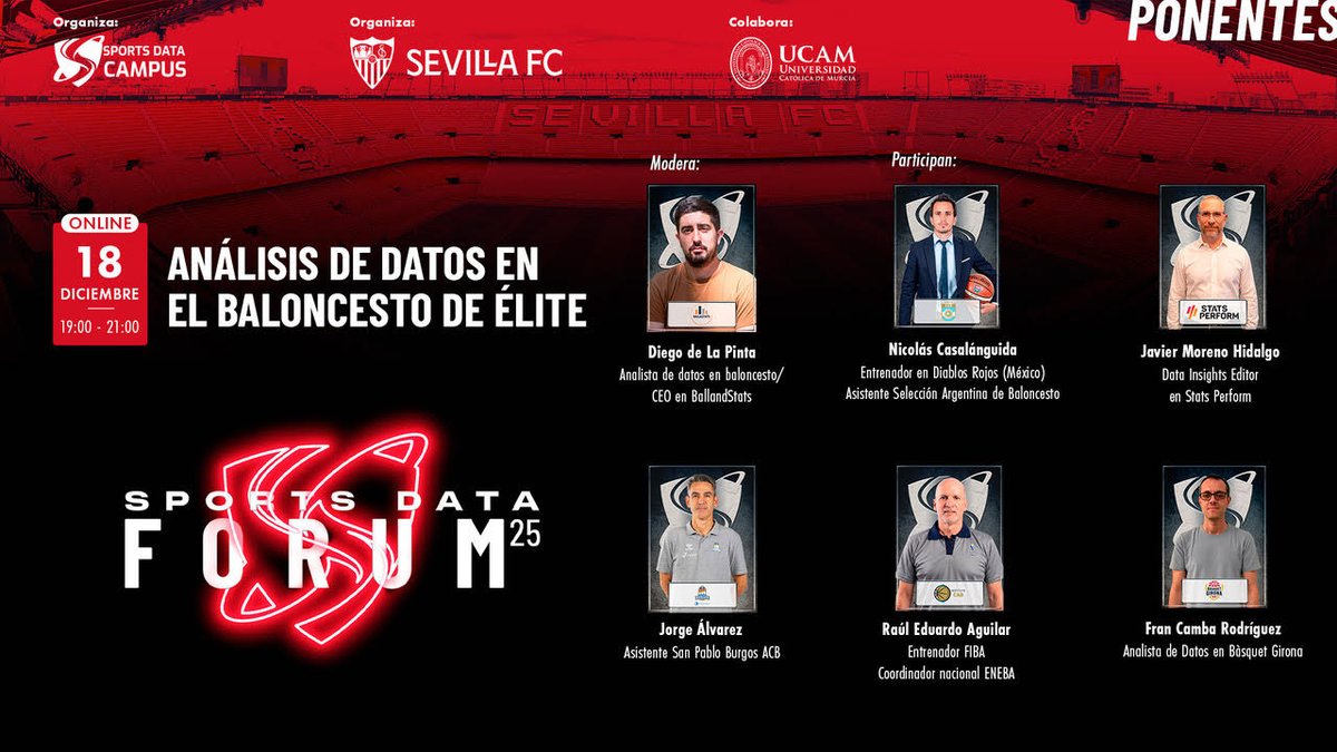 📊🏀 El Instituto CAB dirá presente con 2 disertantes en la sesión online “Análisis de Datos en el Baloncesto” de <a href="/SportsDataCamp/">SPORTS DATA CAMPUS</a> 

👤 Nicolás Casalánguida
👤 Raúl E. Aguilar
🗓️ 18/12 | ▶️ YouTube: SPORTS DATA CAMPUS
👉 Diplomado 2026: vist.ly/4fw3g