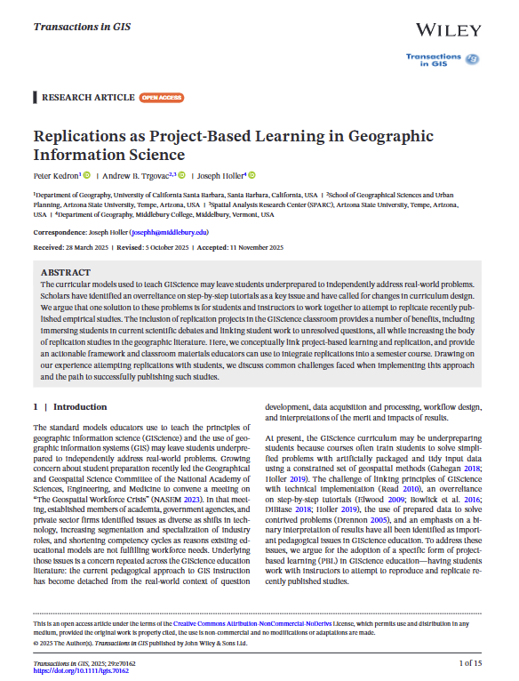 Very happy that I could help my two collaborators coalesce their thoughts &amp; practices on using replications as pedagogical practice. onlinelibrary.wiley.com/doi/epdf/10.11…

<a href="/ASU_SGSUP/">SGSUP at ASU</a>
<a href="/SPARC_ASU/">SPARC at ASU</a>
<a href="/ASUTheCollege/">The College of Liberal Arts and Sciences</a>
#GIScience
<a href="/Esri/">Esri</a>