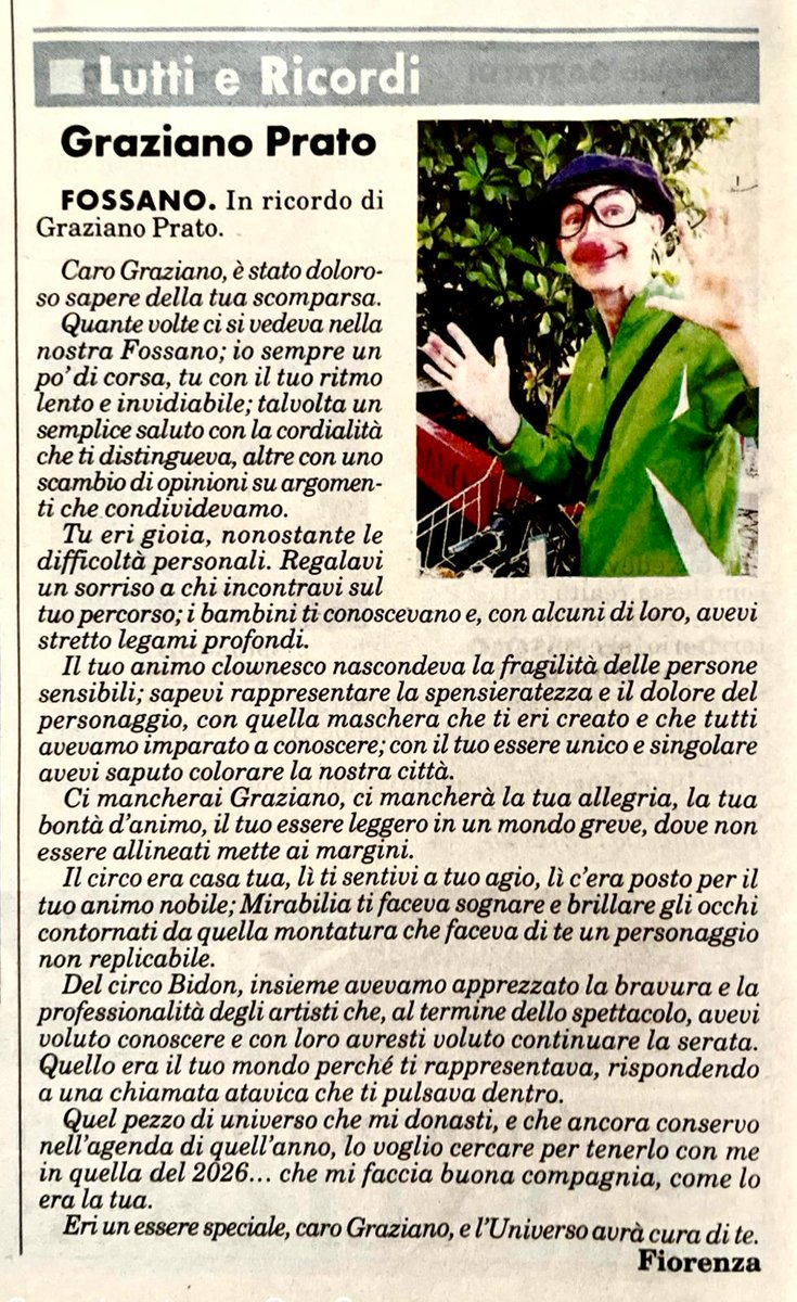 Il mio ricordo del folletto Graziano su #LaFedeltà di #Fossano