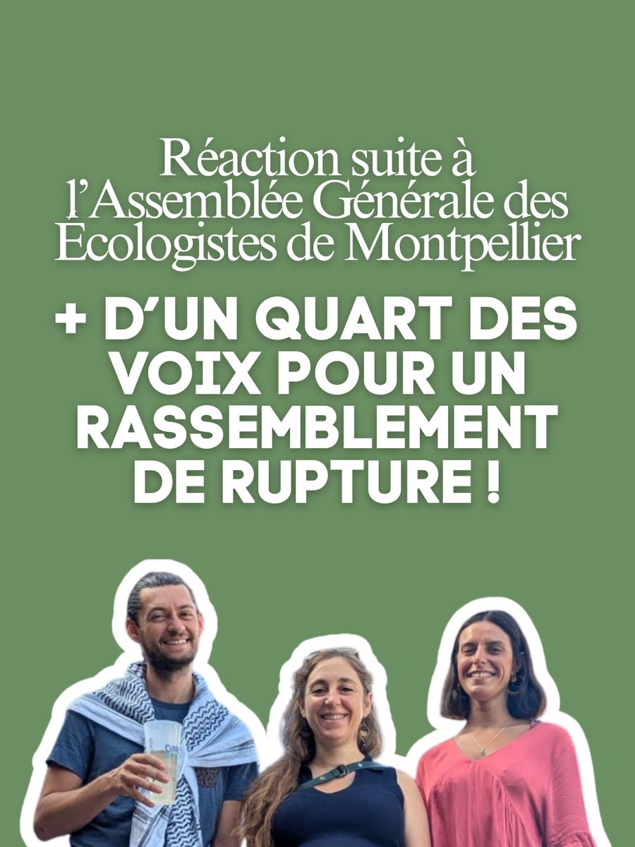A la dernière des Écologistes de Mtp notre courant d’écologie de rupture obtient 26% des voix!🙏🙏
Heureux d’accueillir les nouveaux·elles écologistes sur la liste du Printemps Montpelliérain 🌱✊  
Cap clair : écologie sociale, démocratique et en rupture avec le macronisme.