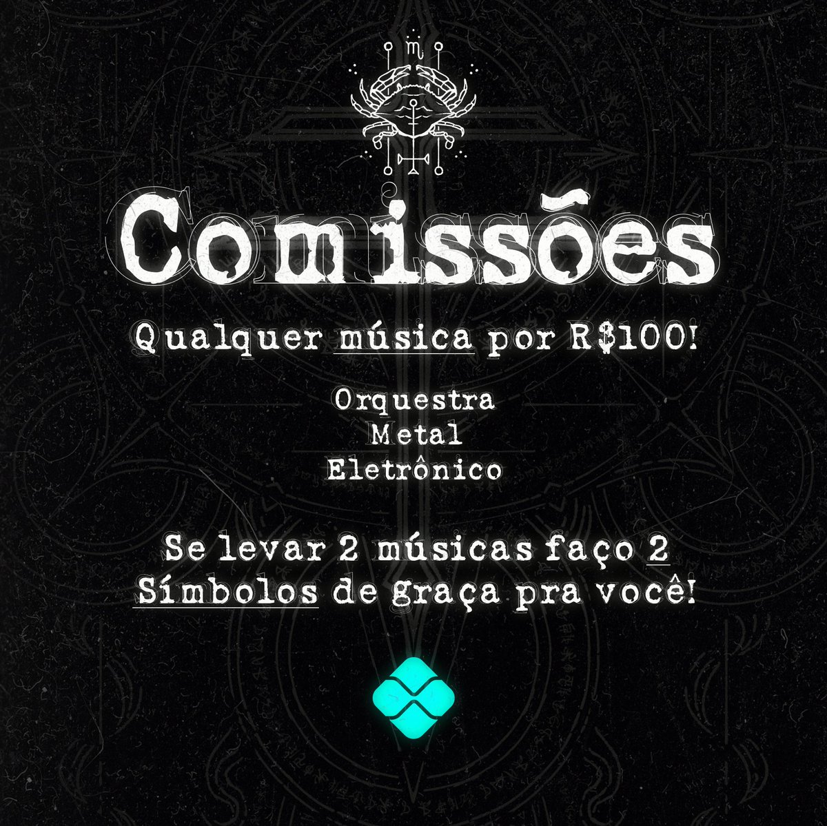 COMISSÕES RELÂMPAGO! 🗣️

10 slots abertos até Sexta!
Qualquer estilo de música por 100 conto, e se levar 2 músicas faço 2 símbolos pra tu também!

Interessados chamem na DM vey (juro q respondo)