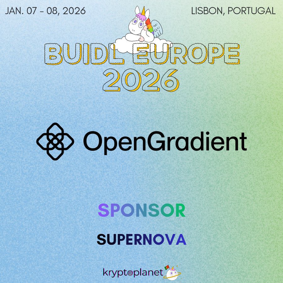 Bruno_pozy's tweet image. Great news! The @OpenGradient team will be at BUIDL Europe 2026 in Lisbon from January 7 to 9.

This big event is for builders. It shows that OpenGradient is growing strong and plans to stay in decentralized AI for a long time.

OpenGradient is a Layer 1 blockchain made for…