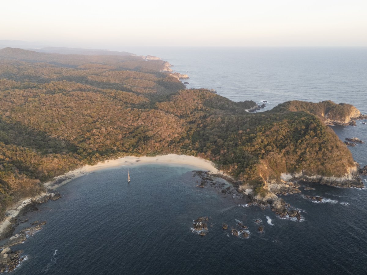 SampsonBoatCo's tweet photo. Playa La India - Part of Huatulco National Park, on the Southern Pacific Mexican Coast. We've made a lot of progress to the South in the last couple of weeks and should be approaching the Mexico/Guatemala border in the next few days, providing we can safely cross the Tehuantepec. https://t.co/eg9j2ZlSAL