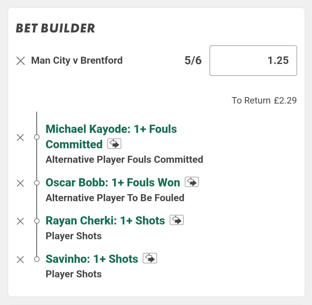 Billys_Bets's tweet image. 🏴󠁧󠁢󠁥󠁮󠁧󠁿 Man City v Brentford
💰 in slip
📖 Bet365

⬇️ 20/23, 5/6, 20/1 &amp;amp; 85/1 shots