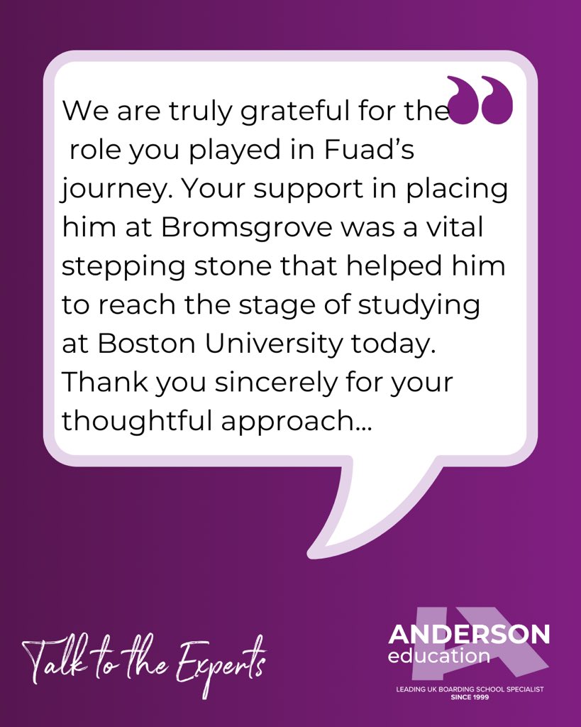 An_Education's tweet image. From Boarding School to Boston University! 🤩

Seeing students thrive after they leave school is what makes our work so rewarding.

Swipe to read their full message 👉
#StudentJourney #FromBoardingToUniversity #SuccessStories #AndersonEducation #UKEducation #GlobalEducation
