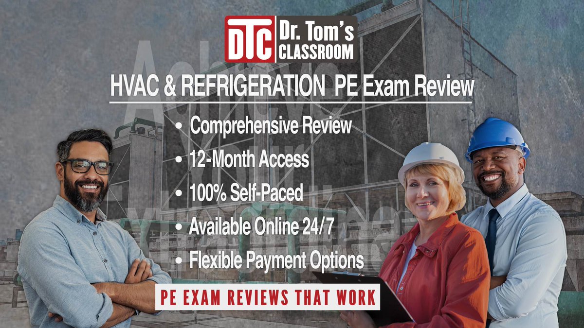 The Review follows a 20-week structure, covering targeted topics for the Mechanical: HVAC&amp; Refrigeration Exam. Timed practice exams throughout the course help you build your confidence in solving problems in exam-like conditions.
drtomsclassroom.com/hvac-refrigera…
#DrTomsClassroom
#HVAC