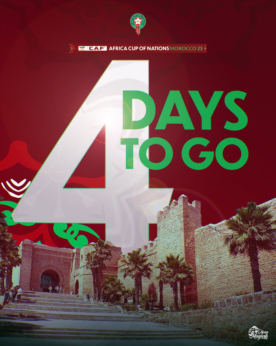 أربعة أيام تفصلنا عن صافرة البداية الرسمية لكأس أمم إفريقيا – المغرب 2025 

Only 4️⃣ days to go until Africa unites for #AFCON2025 🇲🇦✨

#DimaMaghrib | #TotalEnergiesAFCON2025