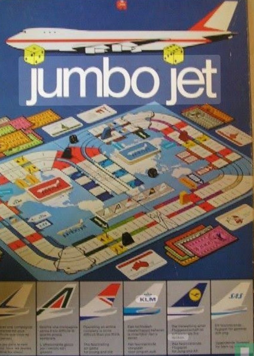 Jumbo Jet. een geweldig bordspel, veel gespeeld in de jaren '80.