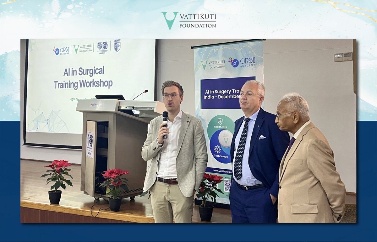 VattikutiRobotx's tweet photo. The Vattikuti Foundation and the ORSI team kicked off the India Roadshow 2025 with an impactful Day 1 at Swami Rama Himalayan University (SRHU), Dehradun. The session set the tone for advancing top-notch training pathways in AI-enabled surgery—marking the beginning of a multi-city journey ahead through Delhi, Rishikesh, and Ahmedabad. More highlights coming soon.

@alexmottrie @pidebacker @SRHUniversity @orsiacademy  @MBhandariUrol

#VattikutiFoundation #ORSI #IndiaRoadshow2025 #SRHU #Dehradun #SurgicalAI #RoboticSurgery #MedicalEducation #SurgicalTraining #HealthcareInnovation #FutureOfSurgery