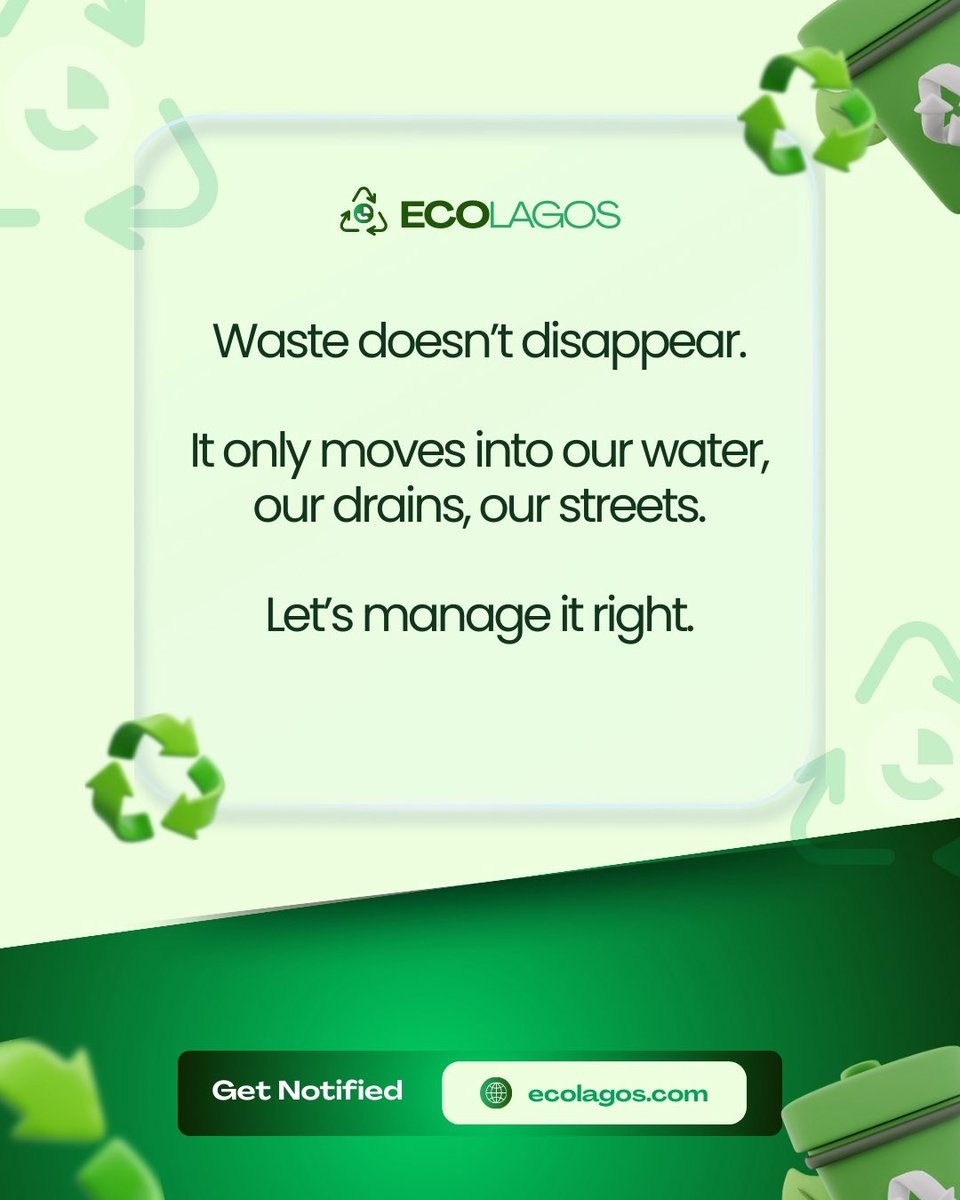 Funny how people think because you have thrown that rubbish away, it should disappear.

But it doesn't work that way, if waste is not properly disposed, it blocks our drainage.

It affects us.

Let us make better decisions from onwards.

#ecolagos #lagos #lagoswaste