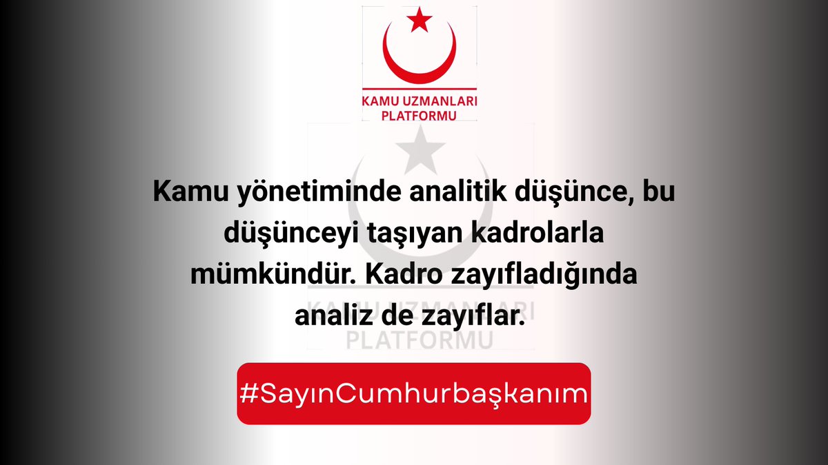Kamu yönetiminde sürdürülebilir başarı, nitelikli kadroların korunmasıyla sağlanır. İnsan kaynağı olmadan reform olmaz. #SayınCumhurbaşkanım