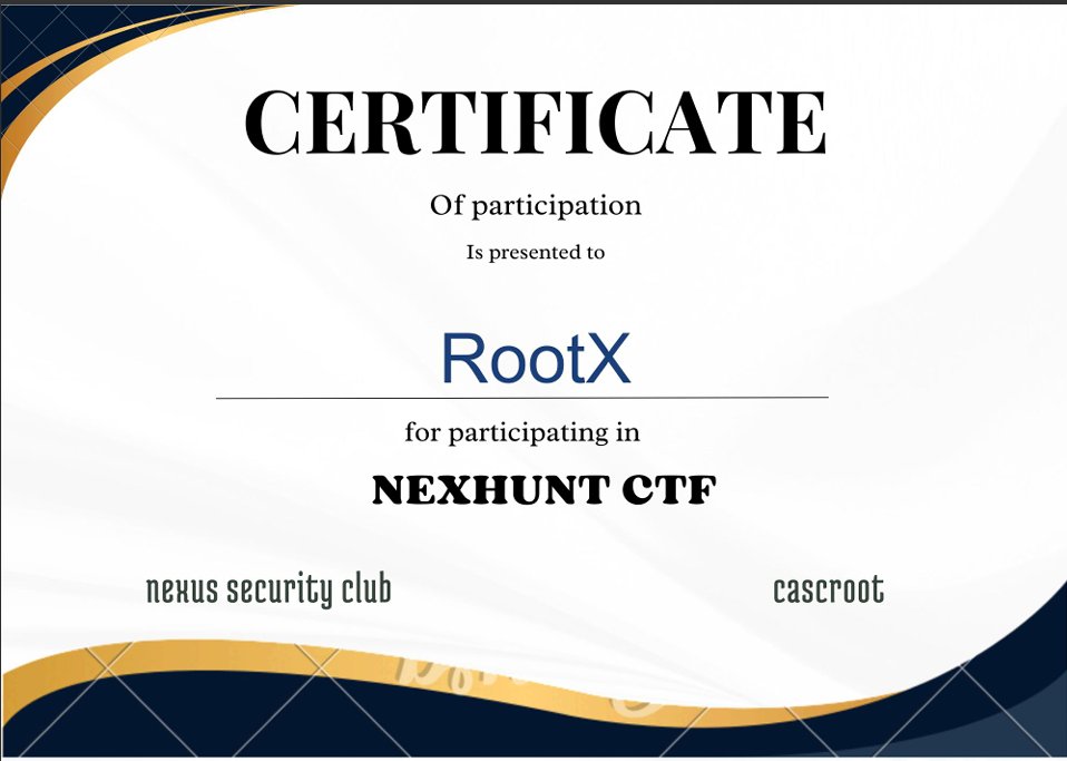srootx_h's tweet image. Happy to receive a certificate from Nexus Security Club.
A valuable and challenging experience that helped sharpen my skills in CTF and cybersecurity.

Many thanks to the @Nexus_Security1 team for organizing this outstanding event 👏