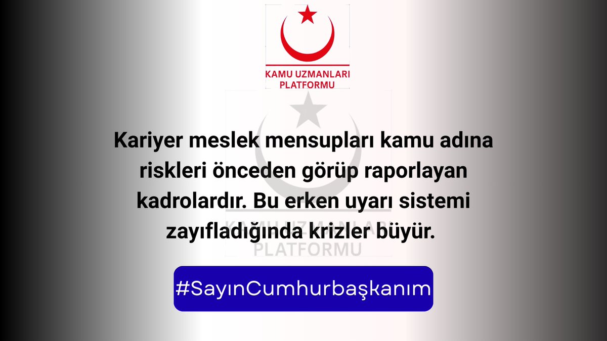 Kariyer meslekler kamu adına karmaşık sorunları sadeleştirir. Bu yetenek olmadan karar süreçleri tıkanır. #SayınCumhurbaşkanım
