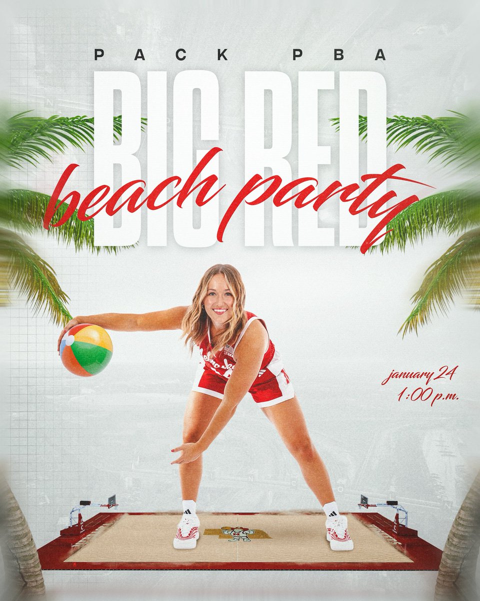 HuskerWBB's tweet image. BIG RED BEACH PARTY 🌴

Bring your warm weather energy to Pack PBA! 

🆚 Illinois 
📆 January 24 

👕 Tropical Shirt giveaway 
🍹 Specialty Tropical Drink available