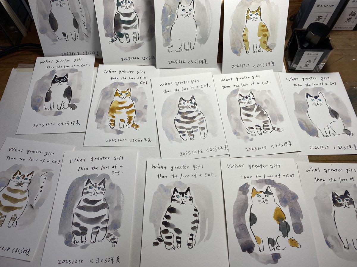 サンキューカード。 作品をお迎えいただいた方への手描きオリジナル