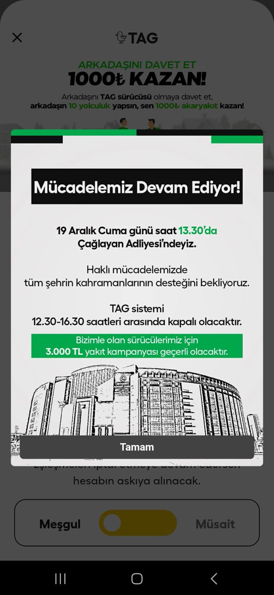 ismetDALCI's tweet photo. Korsan taşımacılık faaliyeti yürüten Martı TAG uygulaması,
19 Aralık 2025 tarihinde Çağlayan Adliyesi’nde görülecek dava öncesinde,
platforma kayıtlı korsan şoförleri organize şekilde adliyeye çağırmakta,
katılım karşılığında 3.000 TL yakıt desteği vaat etmektedir.

Bu durum açıkça;

Suça teşvik,

Yargıyı etkilemeye teşebbüs,

Organize korsan taşımacılığın devamı
anlamına gelmektedir.

Devletimizin yasalarına rağmen, mahkeme süreci devam eden bir dosyada şoförleri maddi menfaatle yönlendirmek, hukuk devleti ilkesine açık bir meydan okumadır.

Bu nedenle; Martı firmasının ve yetkilisi Oğuz Alper Ökten’in,
suça teşvik, kanuna aykırı organizasyon ve korsan taşımacılığı teşvik suçlarından derhal cezalandırılması gerekmektedir.

Taksi esnafı sahipsiz değildir.
Hukukun üstünlüğü, masa başı organizasyonlarla değil, adaletle korunur.

Rant değil, esnaf kazanacak.

@adalet_bakanlik @Akparti @MehmetYiginer @avabdullahguler @taksi_esnafi @RTErdogan @dbdevletbahceli