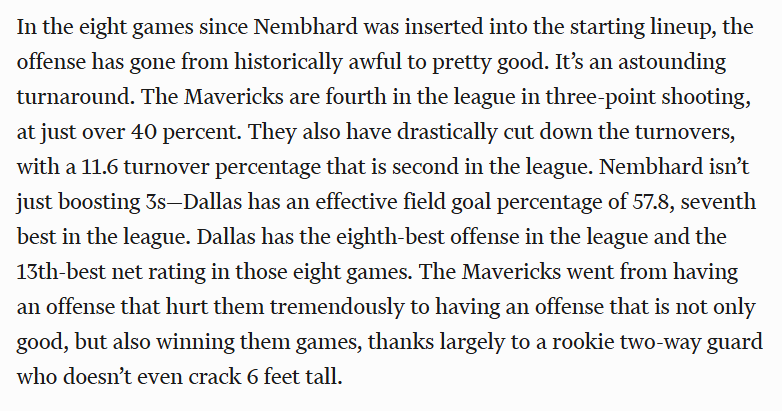 Boweman55's tweet image. Bad shooting, committing turnovers, and poor rebounding puts a team significantly behind the math-curve that makes it almost impossible to win games. Ryan Nembhard fixed two of those issues and it's a big reason why the Mavericks look so competent. My latest for @DMagazine