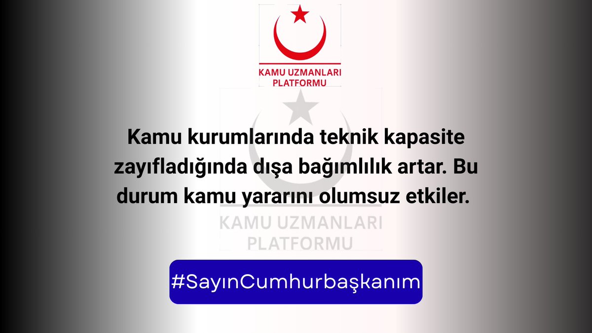 Kamu kurumlarında teknik kapasite zayıfladığında karar süreçleri yavaşlar. Yavaşlayan süreçler hizmeti aksatır. #SayınCumhurbaşkanım