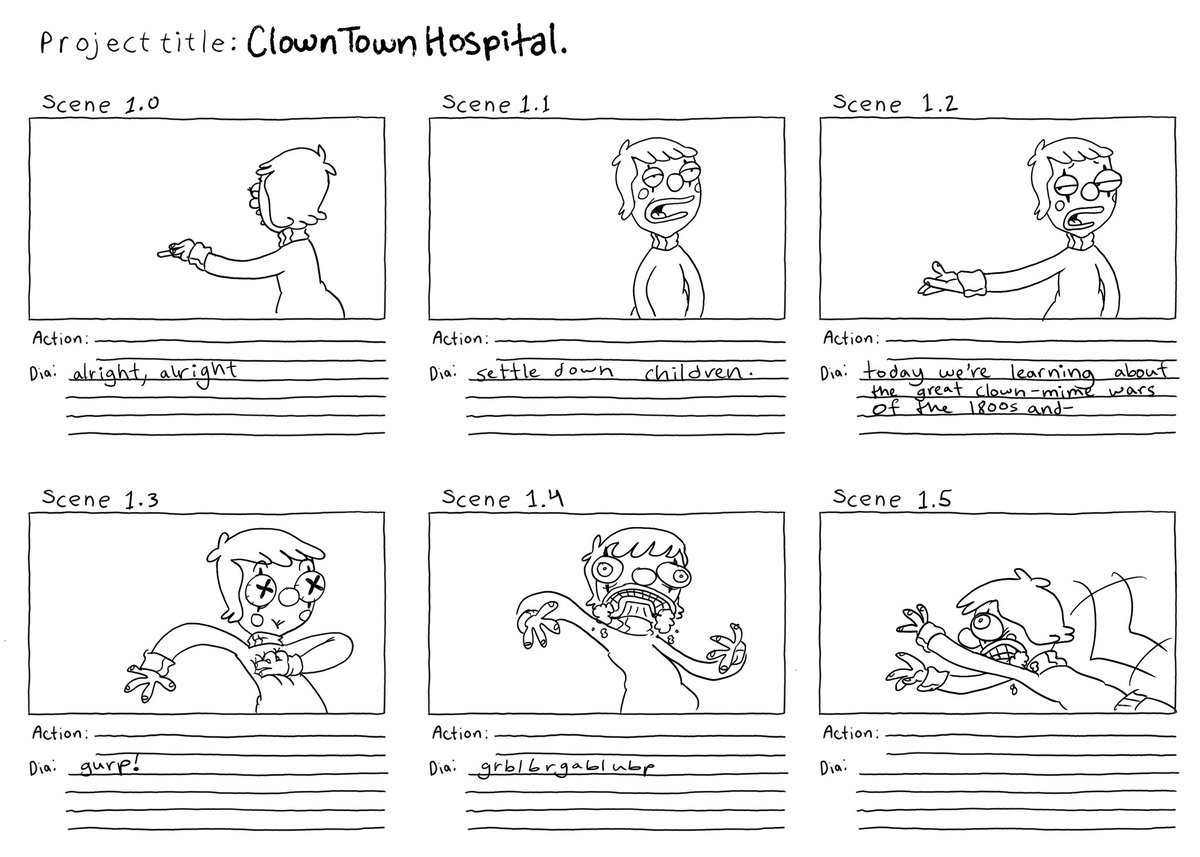 camwrusso's tweet photo. decided to start documenting my progress on a pilot i wanna make i know this is going to the void but i thought it’d be fun to share everything i make as it comes even if i never finish it i wanna be one of those freaks here’s the story board i have so far (1/6) https://t.co/cyHaGCc01w