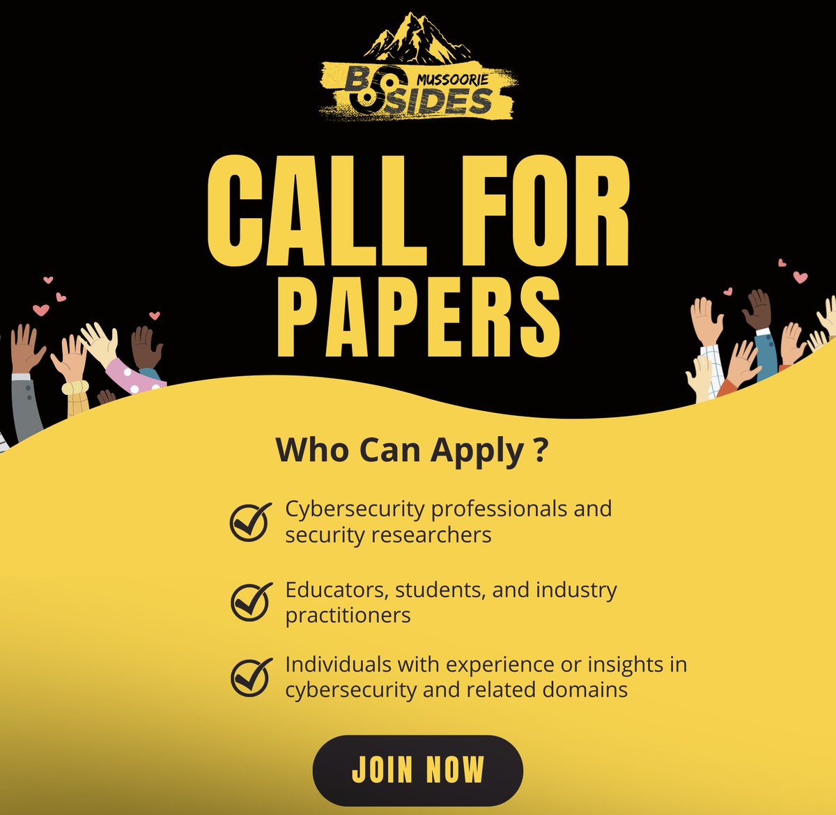 📢 Call for Papers | BSides Mussoorie 2026 

Have original security research, real-world attack techniques, or defensive insights to share?  

Security BSides Mussoorie 2026 is now accepting talk submissions from the global InfoSec community. bsidesmussoorie.in/event-details/… 

Please