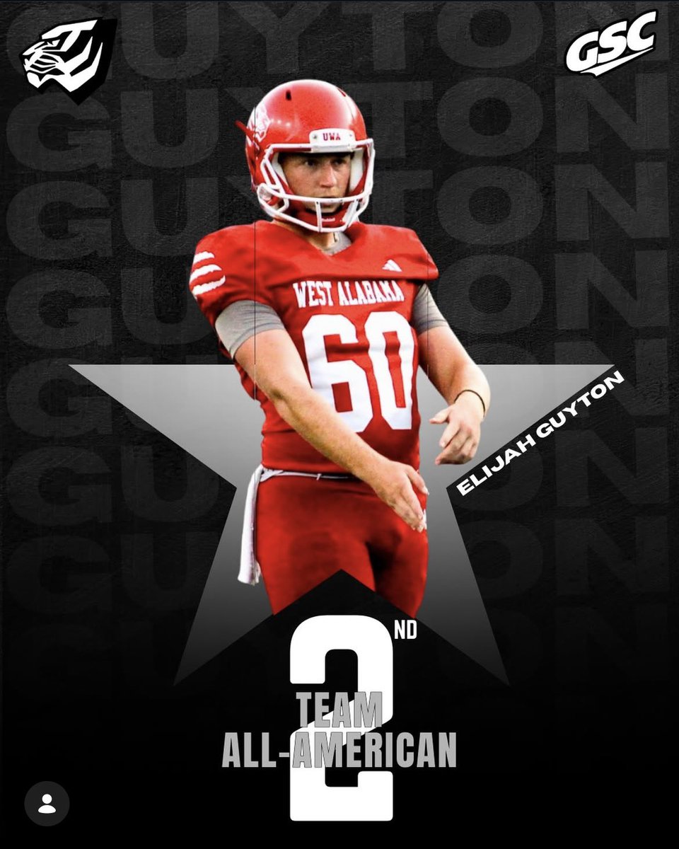 Hard work pays off. 2x All American #1stTeam, 2024 &amp; #2ndTeam, 2025. #year3 

<a href="/jkicker19/">Justin Yoon</a> <a href="/StClark30/">Coach Steven Clark</a> <a href="/uwa_football/">West Alabama FB</a> <a href="/d2fbspotlight/">D2 College Football Spotlight</a>