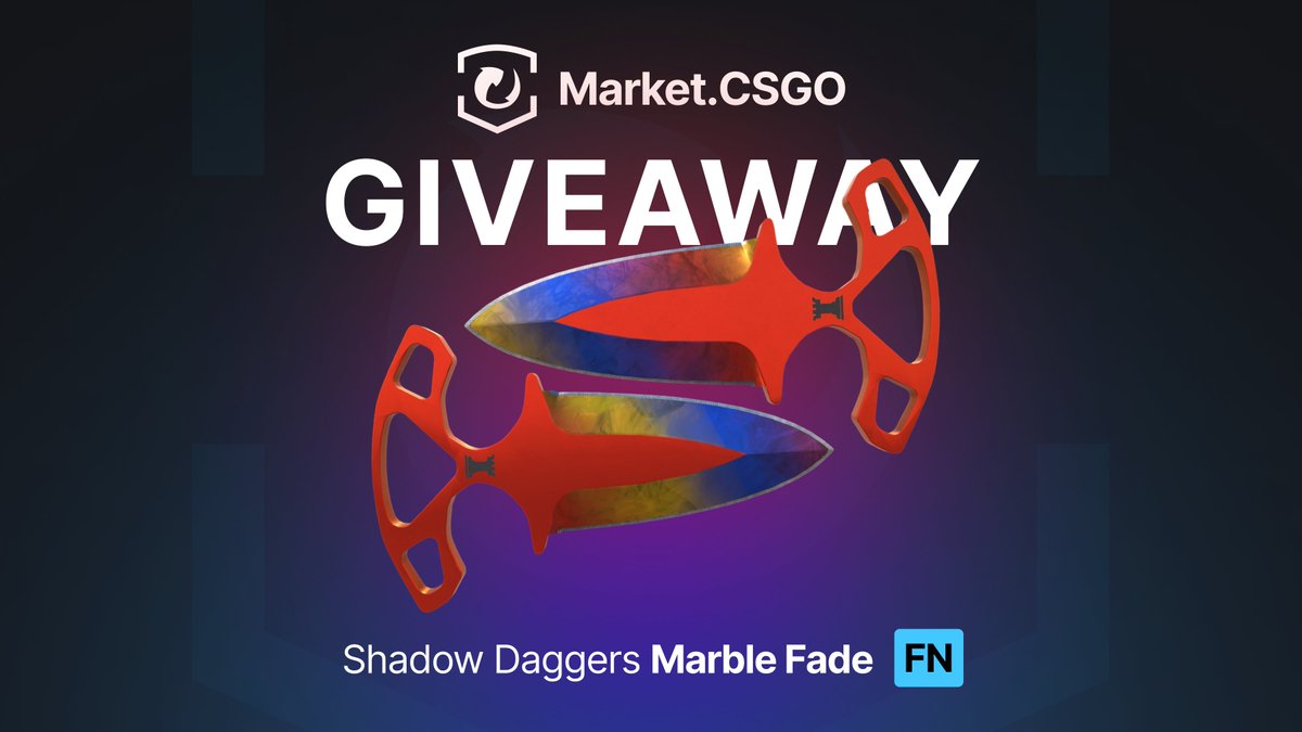 MarketCSGO's tweet image. 🎁 Shadow Daggers | Marble Fade FN 🎁

How to Enter:
1. Follow @MarketCSGOcom
2. Retweet and like this post
3. Tag at least one teammate in the comments

🍀We’re selecting a lucky participant to receive this beautiful skin. Good luck, everyone!