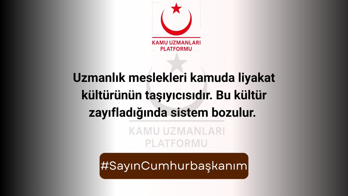 Kariyer meslekler kamuda kaliteyi yukarı çeken doğal bir mekanizmadır. Bu mekanizma zayıflatılmamalıdır. #SayınCumhurbaşkanım