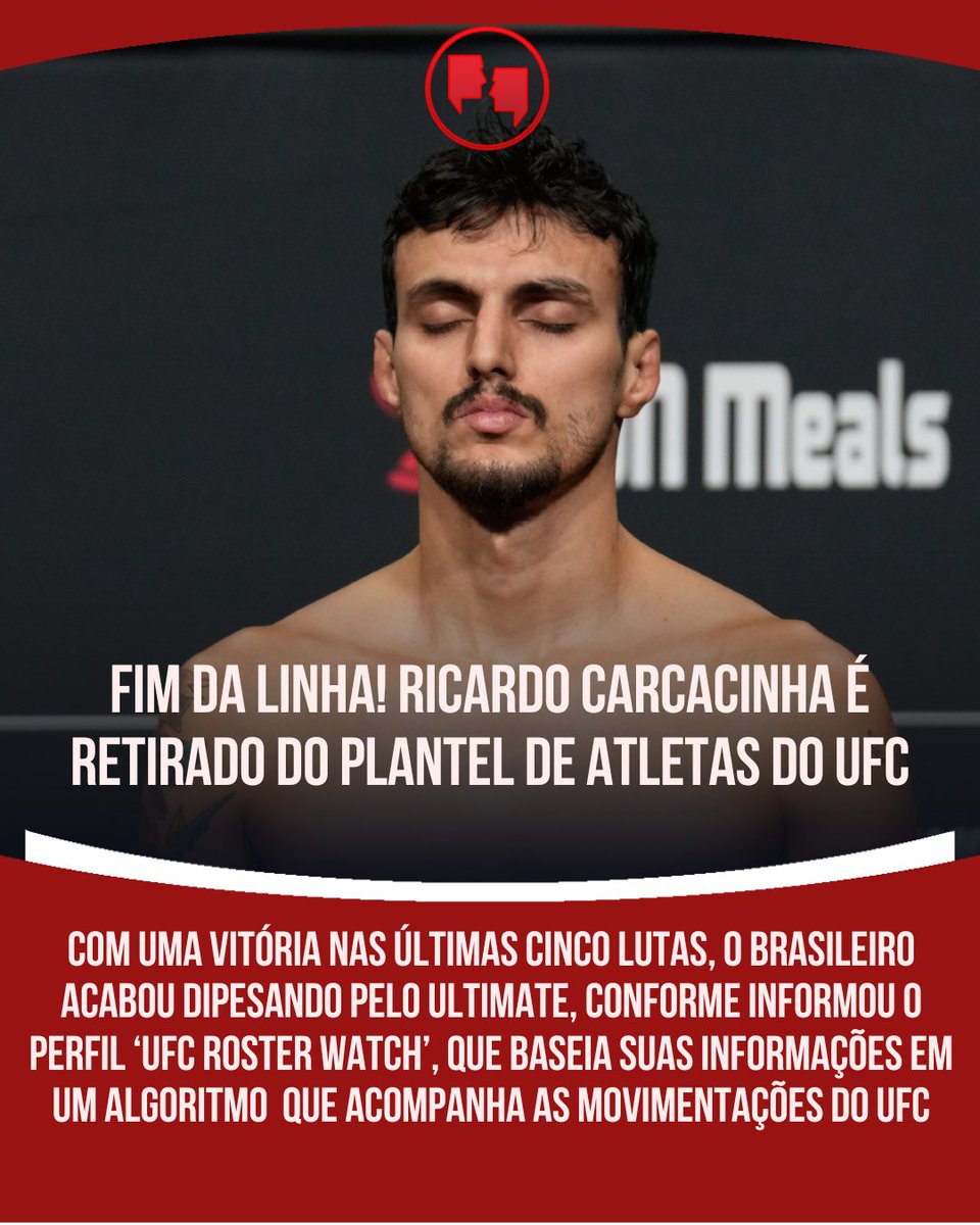 AgFight's tweet photo. FORA DO UFC! ❌
Atleta do UFC desde 2017, Ricardo Carcacinha não faz mais parte da principal liga de MMA do mundo.
O peso-pena (66 kg) brasileiro acabou dispensado em meio à má fase recente que atravessa na carreira.
#Carcacinha #UFC #Dispensa #MáFase #Plantel https://t.co/k3tGDLZb2J