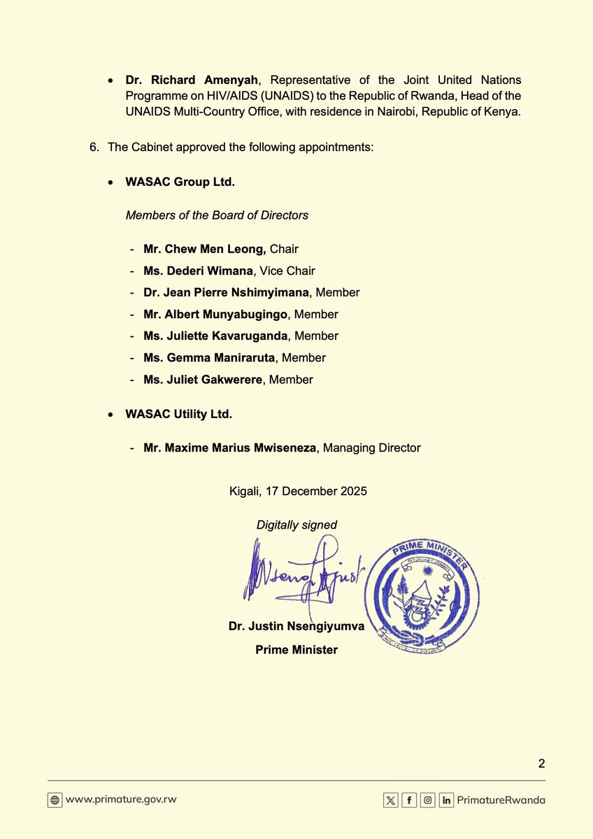 Statement on Cabinet Resolutions of 17/12/2025