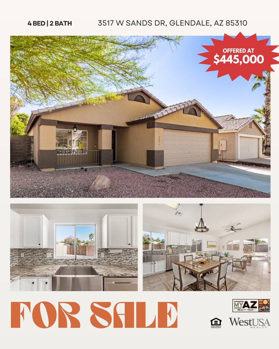 phoenixhomesaz's tweet image. 4-Bed Glendale Home with a Pool!
3517 W Sands Dr, Glendale, AZ.

Call Riley Darveaux to at 602.769.2834

Wonderfully maintained home. Fresh exterior and interior paint, new carpet, and an updated kitchen.

Equal Housing Opportunity.

#homeforsale #MyAzRealtyTeam #WestUSARealty